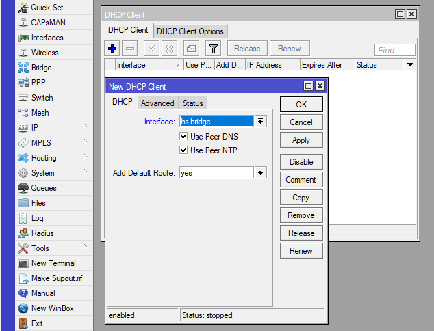 Mikrotik  IP — DHCP Client
