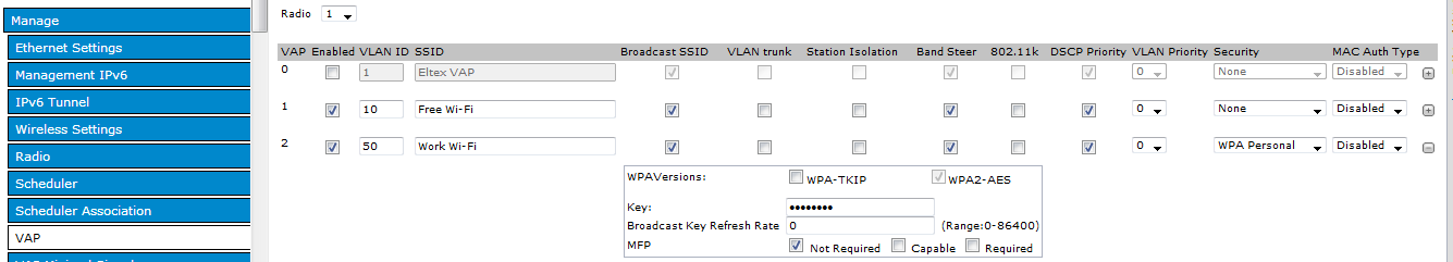 eltex настройка VAP VLAN ID SSID